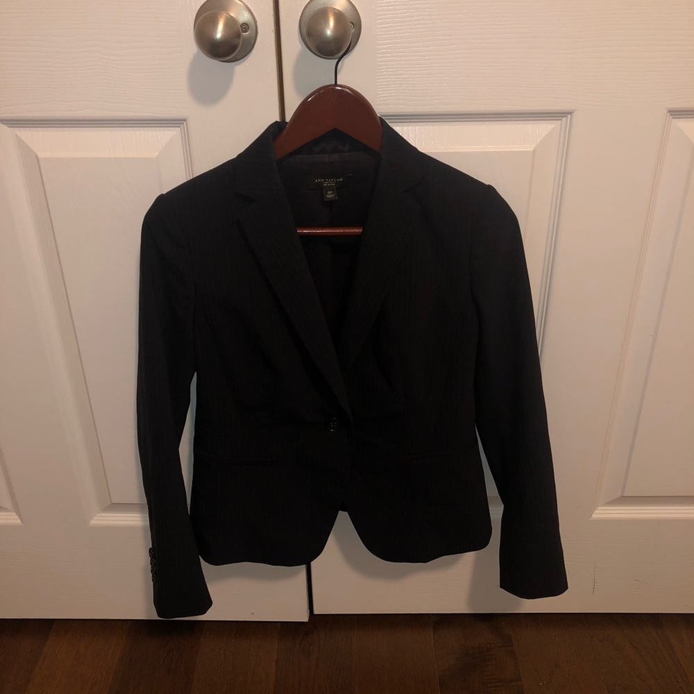 Navy Ann Taylor Pen Stripe Blazer